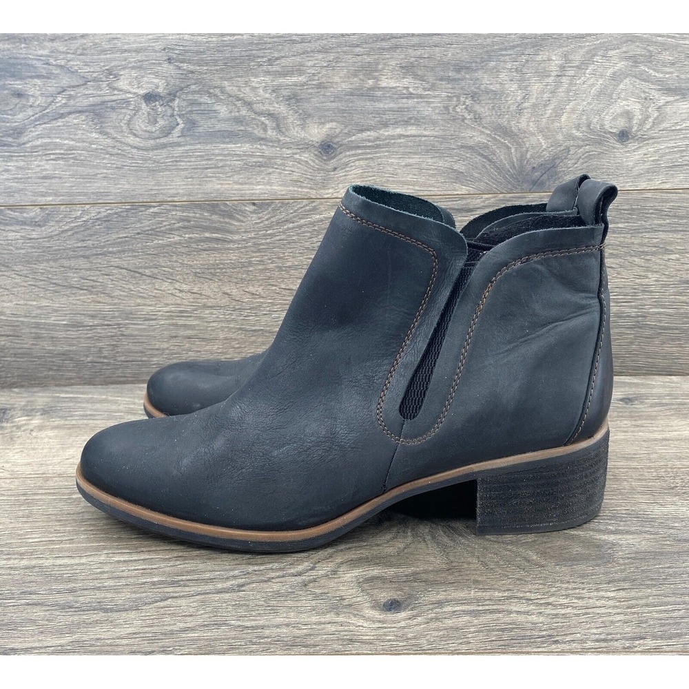 Kork-Ease Korks Leather Heeled Chelsea Booties Women's Size 11 Black